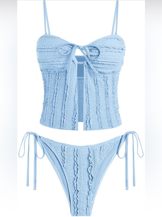 Zaful Other - Women's 2 Piece Tankini Swimsuit High Cut Textured Bikini Set Size XL